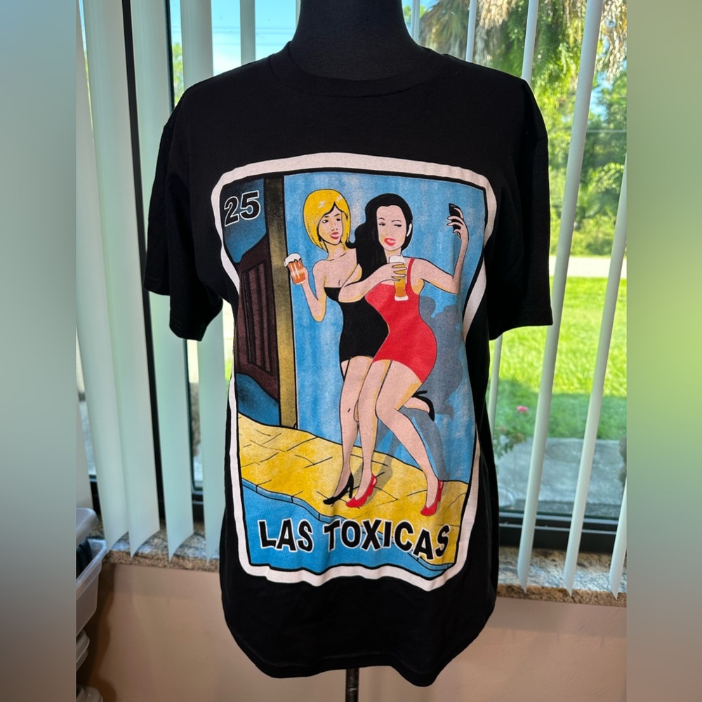 TS Black Graphic La Tóxica Funny Short Sleeve Tee Size Medium